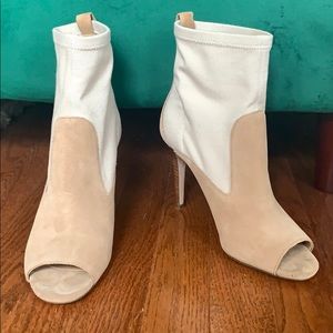 Ivanka Trump Tan Suede Peep Toe Heel Booties